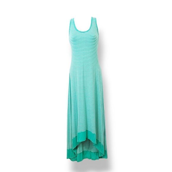 NEW Vintage 90s Y2K Mulata Racerback Tank Striped Maxi Dress in Turquoise Sz S - Picture 3 of 12